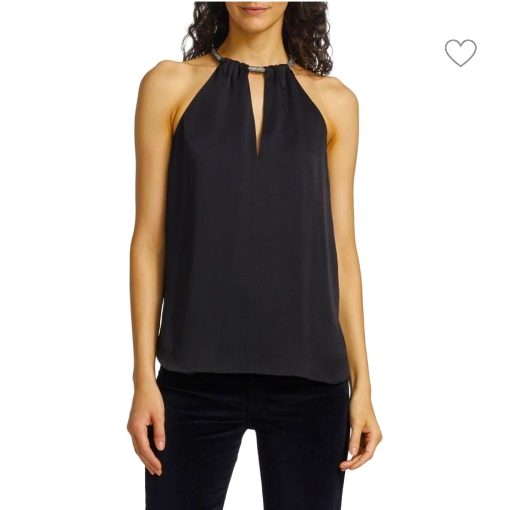 Veronica Beard Kusumi Sparkle Chain Sleeveless Black Blouse Size 2